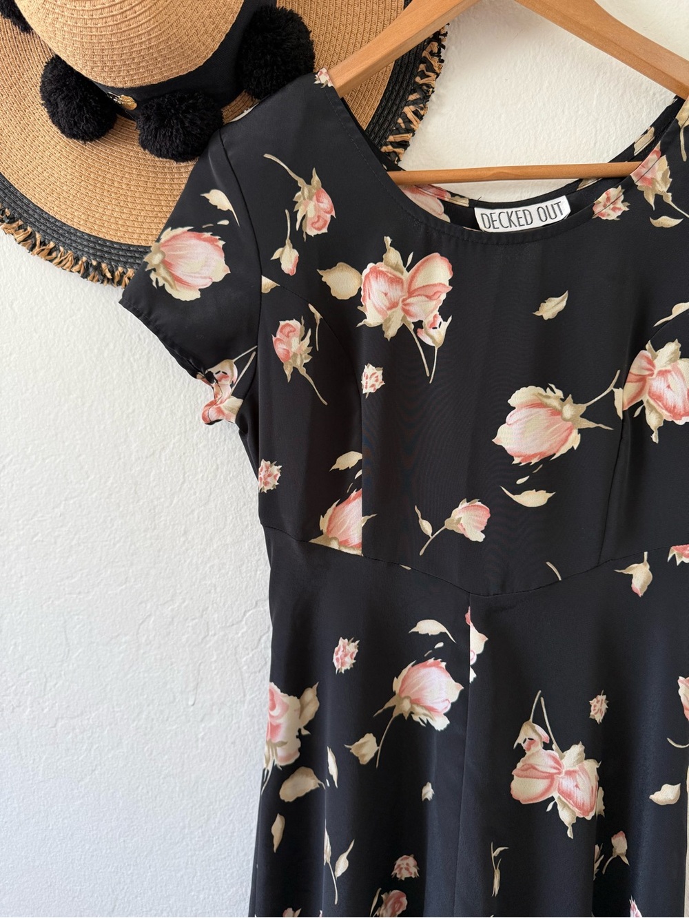 Vintage 90’s Decked Out Black Floral Maxi Dress SZ 5/6 Boho Whimsigoth - Picture 7 of 14